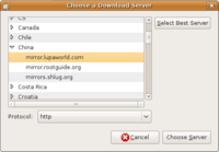 Choose a Download Server对话框